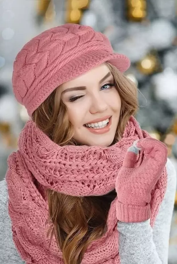 25 مدل کلاه و شال بافتنی دخترانه فانتزی 42
