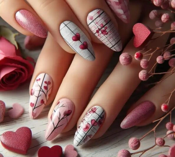مدل ناخن دخترانه فانتزی عاشقانه 1