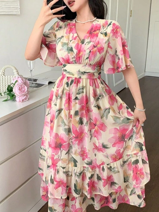 مدل پیراهن حریر چند لایه 8