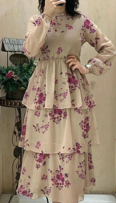 مدل پیراهن حریر چند لایه 9
