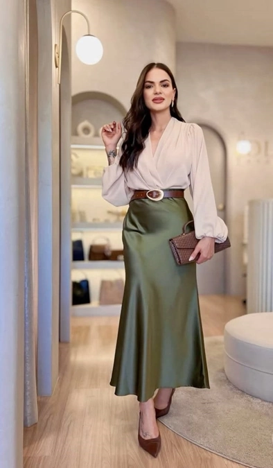 ایده استایل دامن ساتن 14