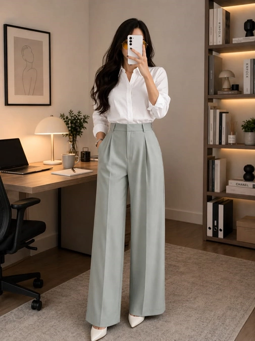 مدل شلوار پارچه‌ای دمپا گشاد 2