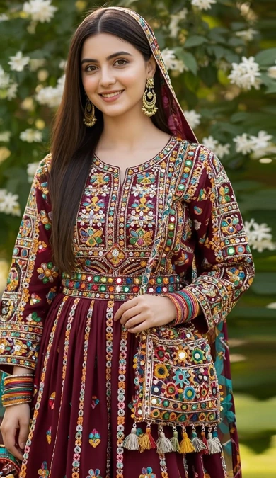 لباس بلوچی دخترانه مدل دار 13
