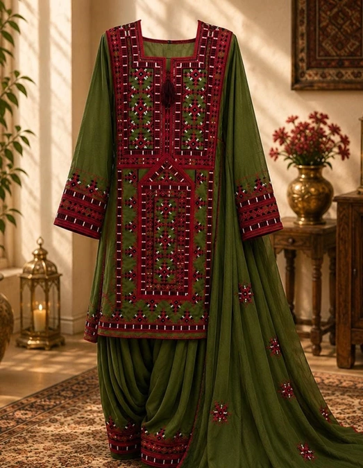 لباس بلوچی دخترانه مدل دار 5