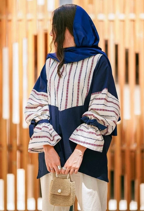 مدل مانتو آستین مچی چین‌ دار 4