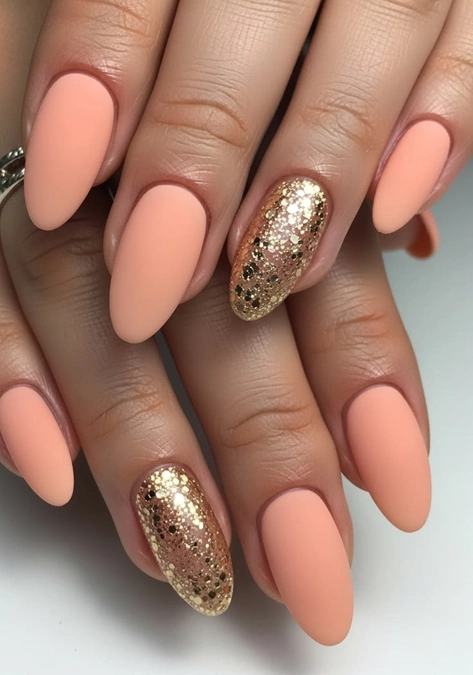 مدل کاشت ناخن هلویی مات 20