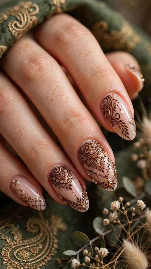 طرح حنا روی ناخن 23