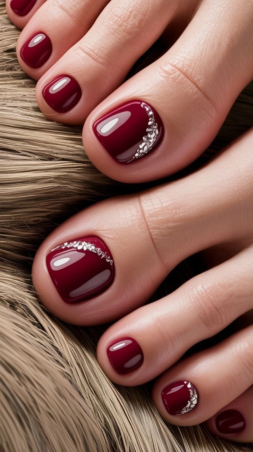مدل ژلیش ناخن پا قرمز 12