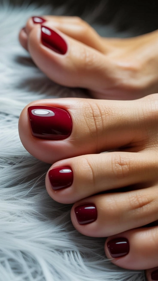 مدل ژلیش ناخن پا قرمز 20