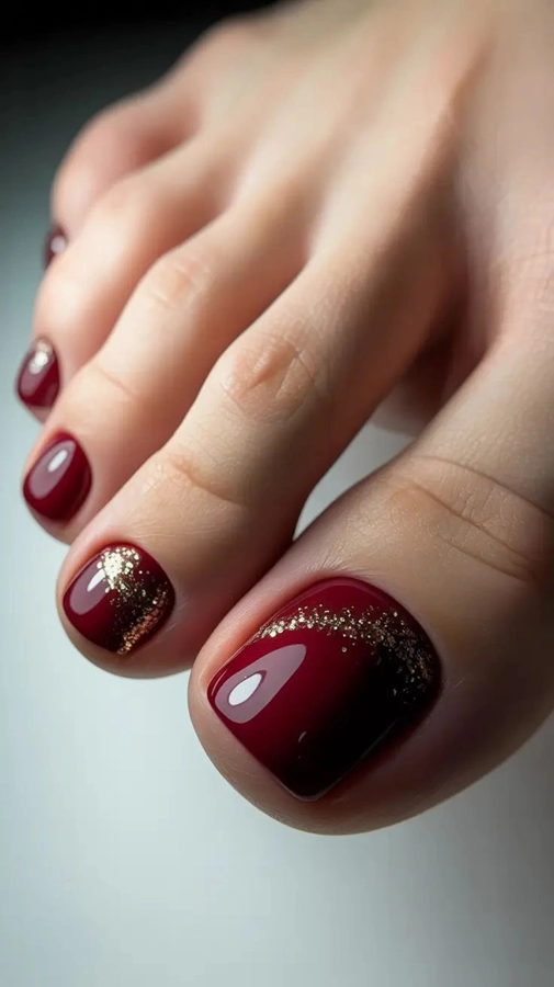 مدل ژلیش ناخن پا قرمز 9