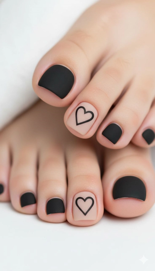 مدل ژلیش ناخن پا مشکی 10