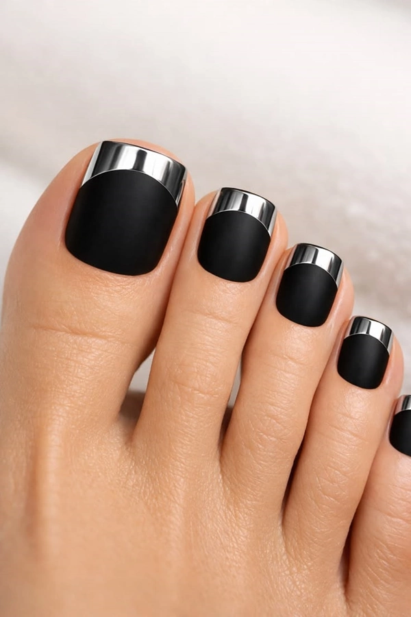 مدل ژلیش ناخن پا مشکی 15