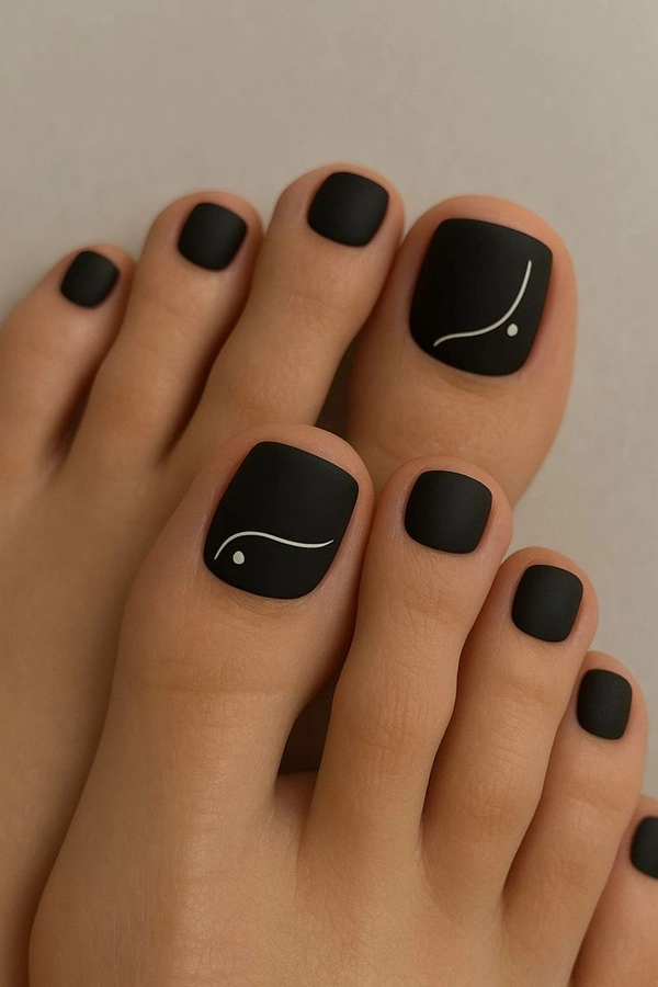 مدل ژلیش ناخن پا مشکی 2