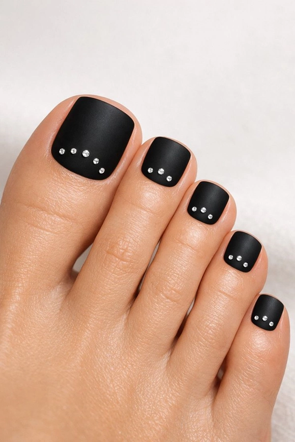 مدل ژلیش ناخن پا مشکی 20