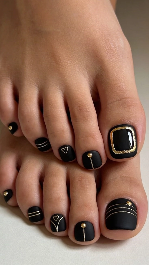مدل ژلیش ناخن پا مشکی 21