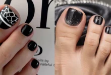 مدل ژلیش ناخن پا مشکی