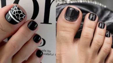 مدل ژلیش ناخن پا مشکی