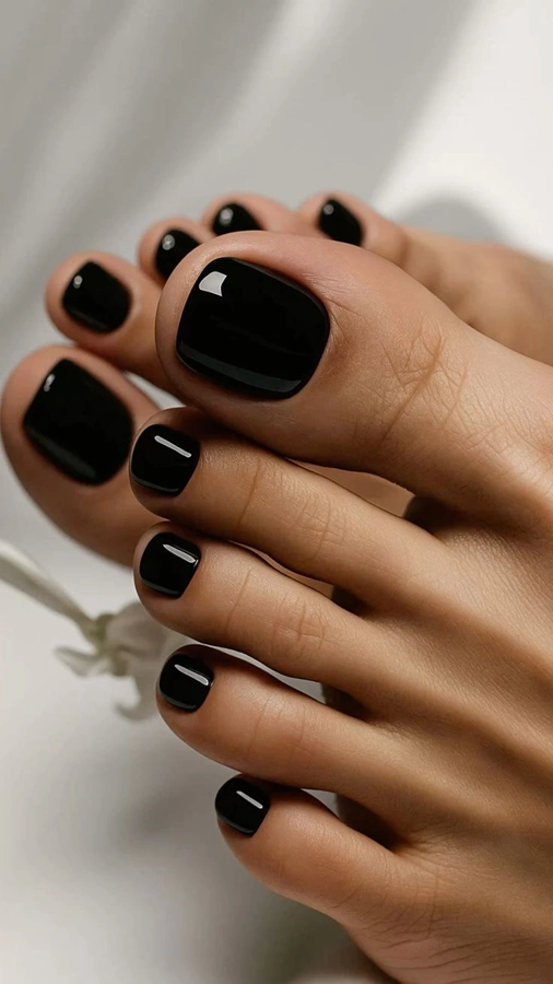مدل ژلیش ناخن پا مشکی 6