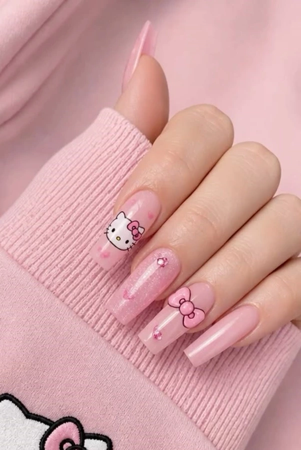 طرح ناخن بچه گانه گربه ای 25