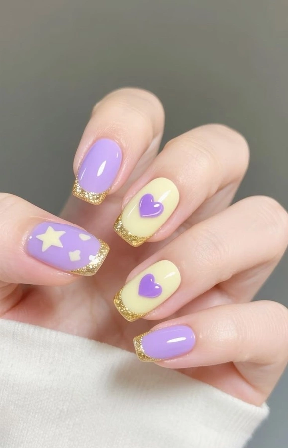 طرح ناخن بچه‌ گانه بنفش 24