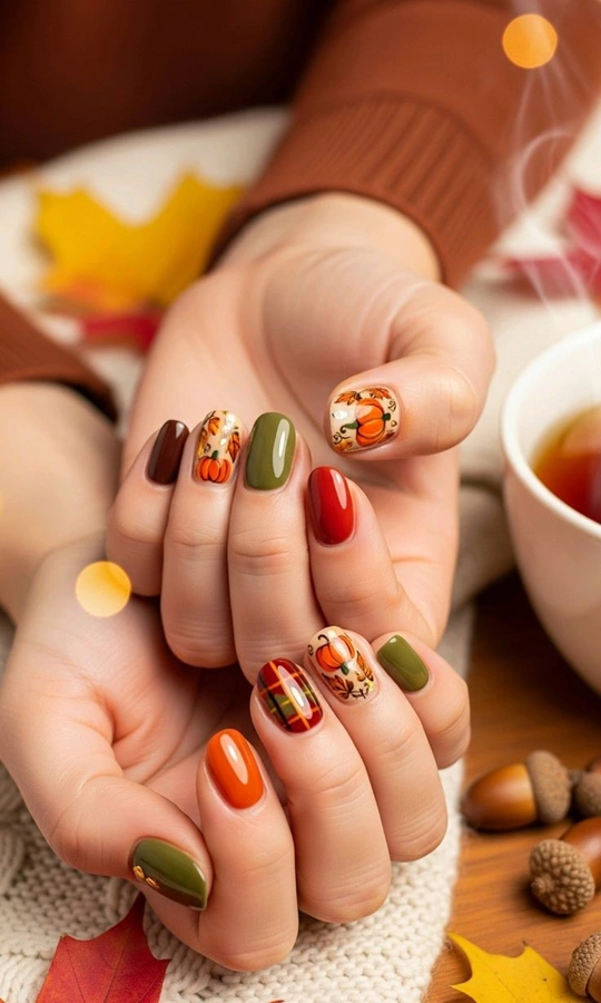 مدل ناخن پاییزی بچه گانه 3