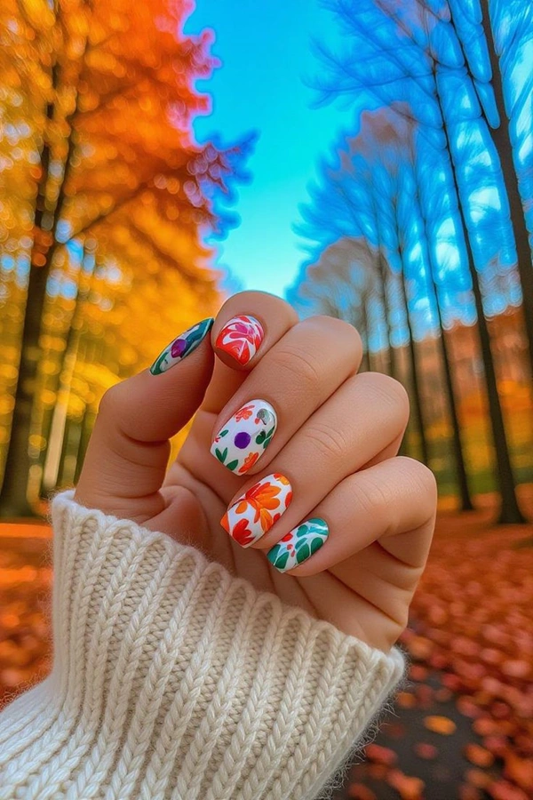 مدل ناخن پاییزی بچه گانه 7