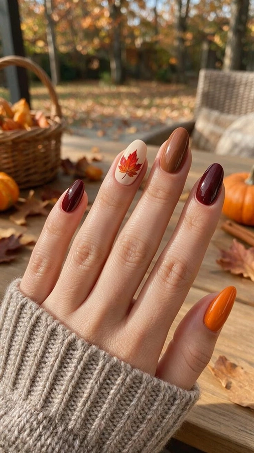 ژلیش ناخن پاییزی ساده 17